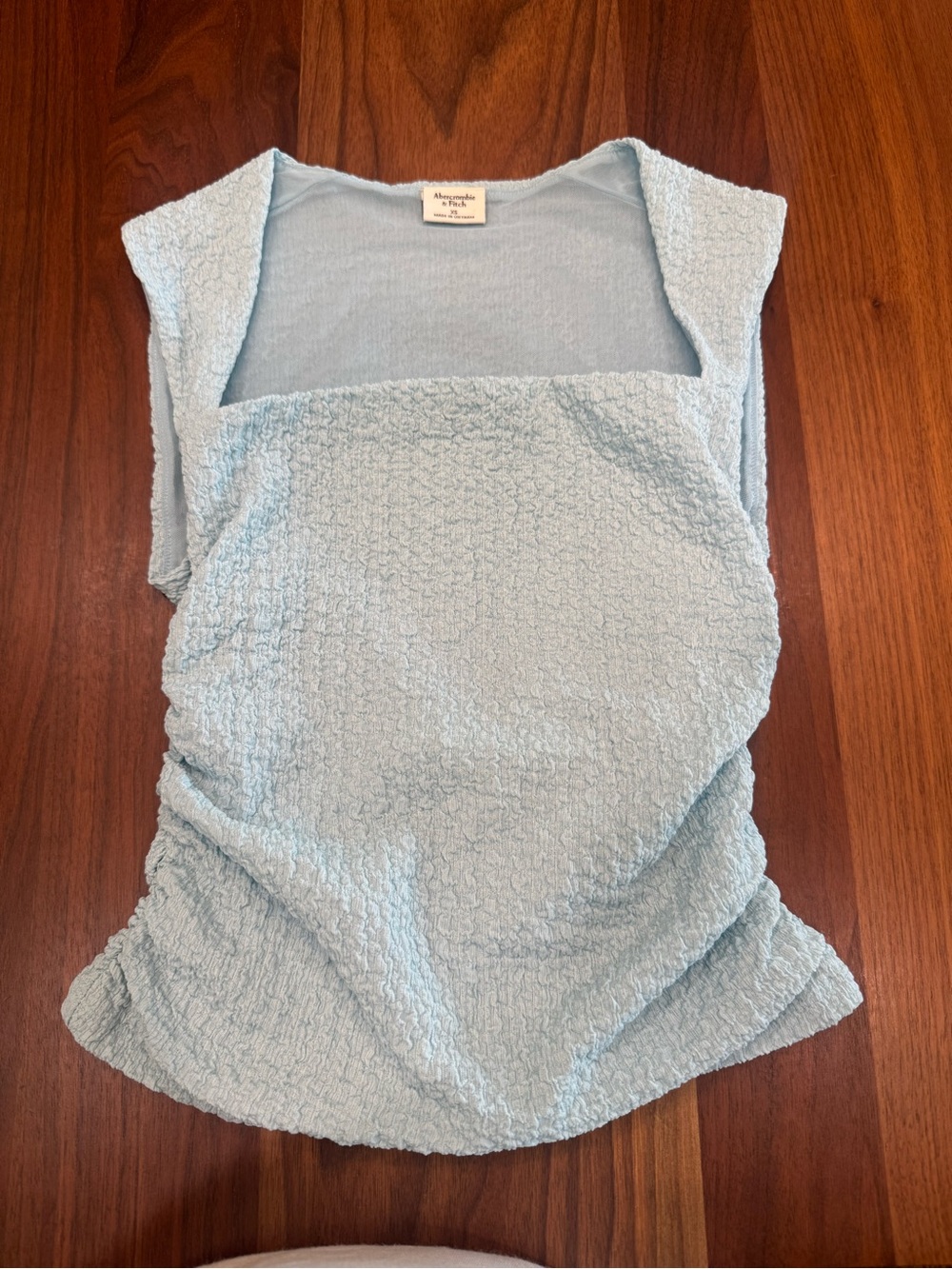 Abercrombie & Fitch Pale Blue Textured Square-Neck Tank Top